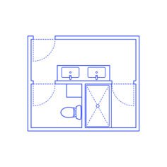 Layouts Bathrooms Primary Split Shower U Shape Technical Drawing Svg Vector, Free Vectors File